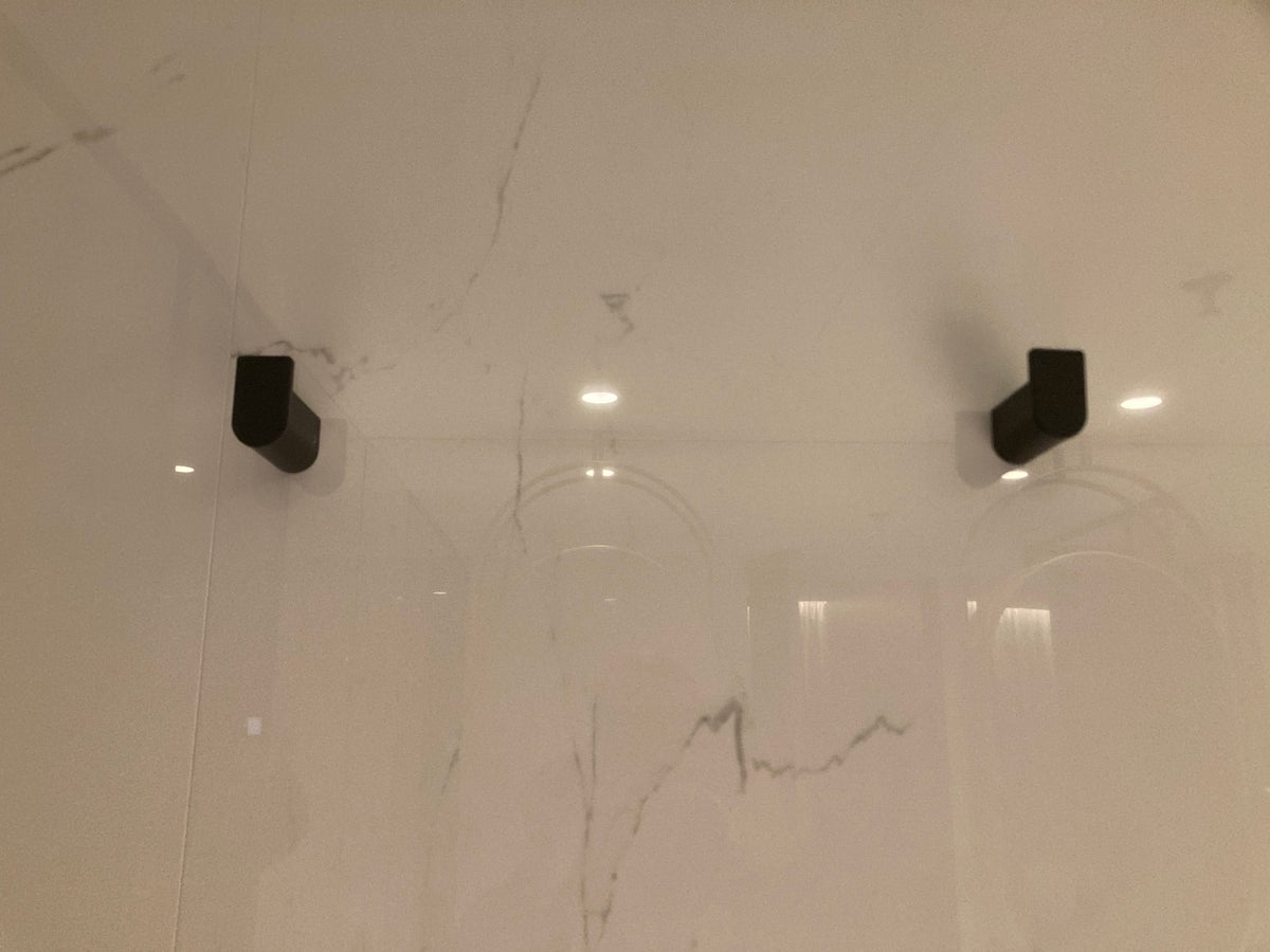 Renaissance Porto Lapa Hotel master bathroom towel hooks on wall