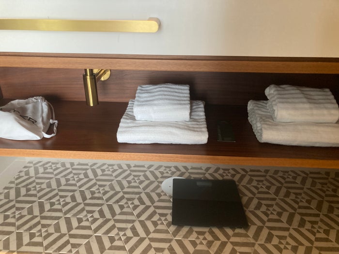 Renaissance Porto Lapa Hotel master bathroom towels under sink Renaissance Porto Lapa Hotel master bathroom towels under sink