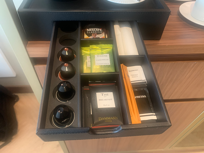 Renaissance Porto Lapa Hotel mini bar coffee tea supplies Renaissance Porto Lapa Hotel mini bar coffee tea supplies