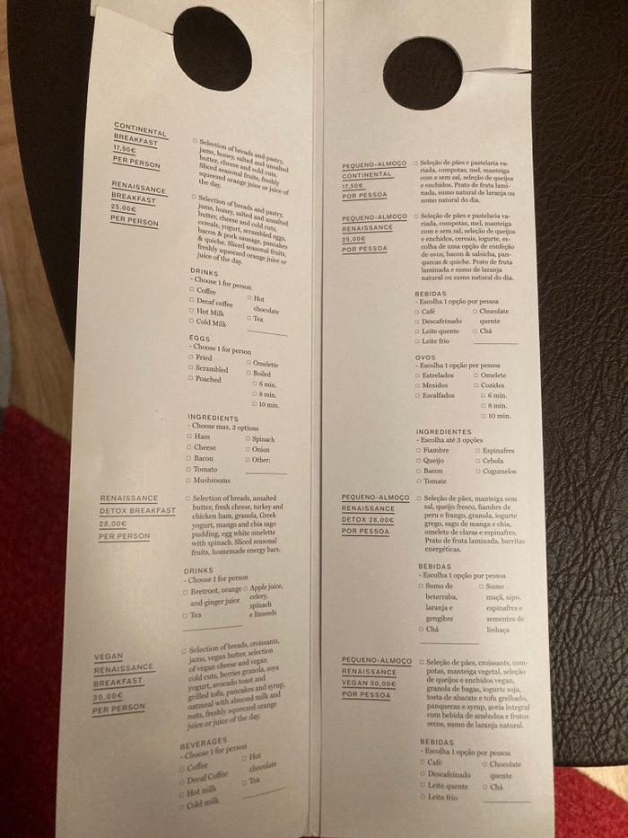 Renaissance Porto Lapa Hotel room service menu Renaissance Porto Lapa Hotel room service menu