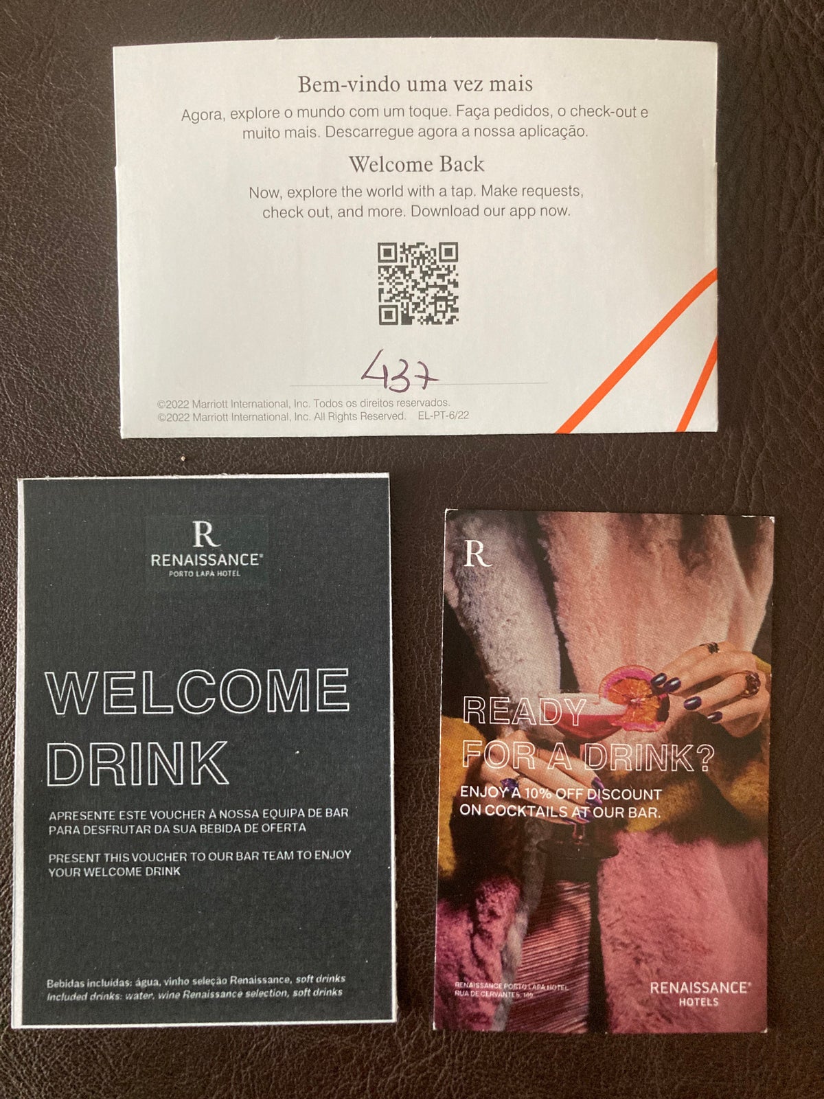 Renaissance Porto Lapa Hotel welcome drink coupon