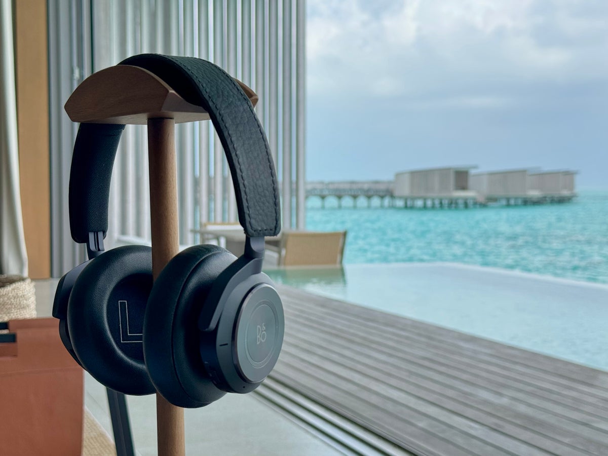 Ritz Carlton Fari Islands 2 bed overwater villa Bang and Olufsen headphones