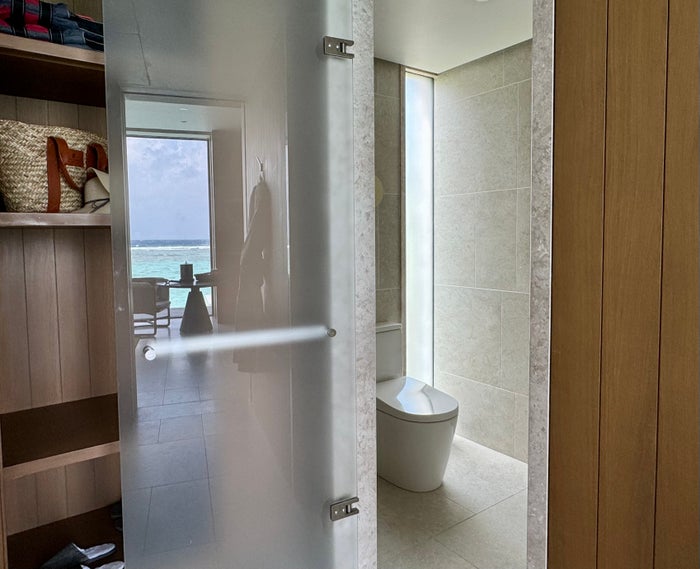 Ritz Carlton Fari Islands 2 bed overwater villa master bathroom loo Ritz Carlton Fari Islands 2 bed overwater villa master bathroom loo