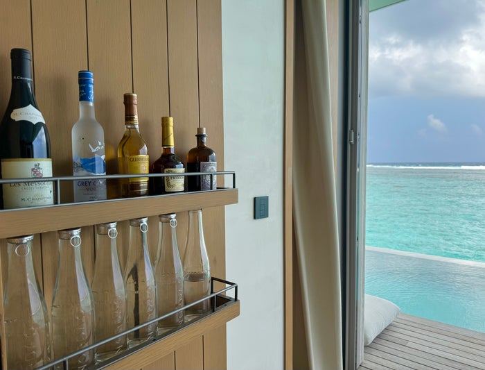 Ritz Carlton Fari Islands 2 bed overwater villa mini bar Ritz Carlton Fari Islands 2 bed overwater villa mini bar