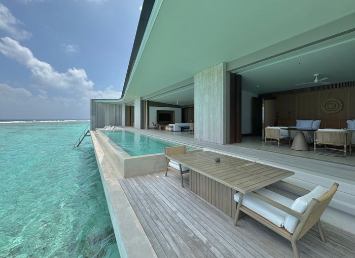 Ritz Carlton Fari Islands 2 bed overwater villa outside deck Ritz Carlton Fari Islands 2 bed overwater villa outside deck