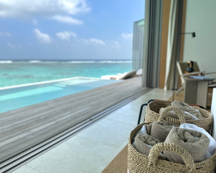 Ritz Carlton Fari Islands 2 bed overwater villa towels Ritz Carlton Fari Islands 2 bed overwater villa towels