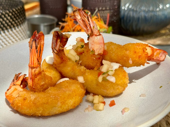 Ritz Carlton Fari Islands FnB Beach Shack prawns Ritz Carlton Fari Islands FnB Beach Shack prawns