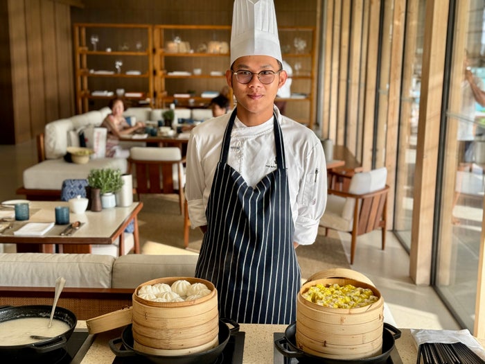 Ritz Carlton Fari Islands FnB La Locanda breakfast chef station Ritz Carlton Fari Islands FnB La Locanda breakfast chef station