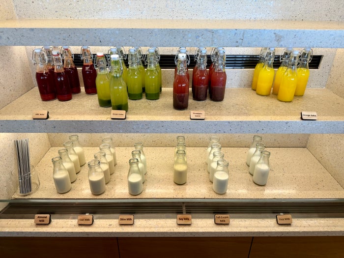 Ritz Carlton Fari Islands FnB La Locanda breakfast juice and milk Ritz Carlton Fari Islands FnB La Locanda breakfast juice and milk