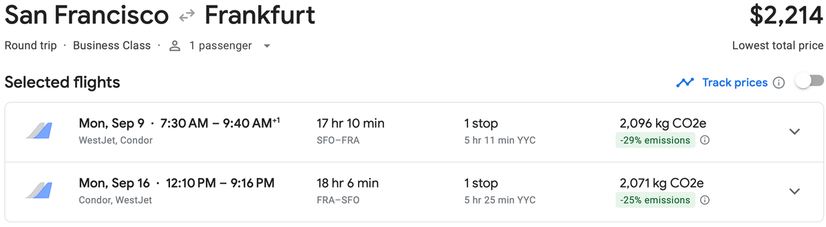 SFO FRA cash rate