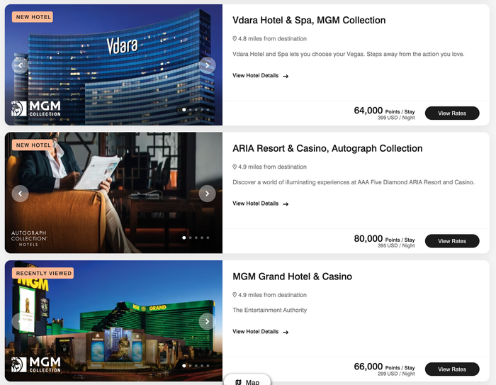 MGM properties points rates MGM properties points rates
