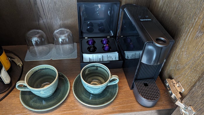 Thompson Houston guestroom bar Nespresso with Copper Cow creamer Thompson Houston guestroom bar Nespresso with Copper Cow creamer