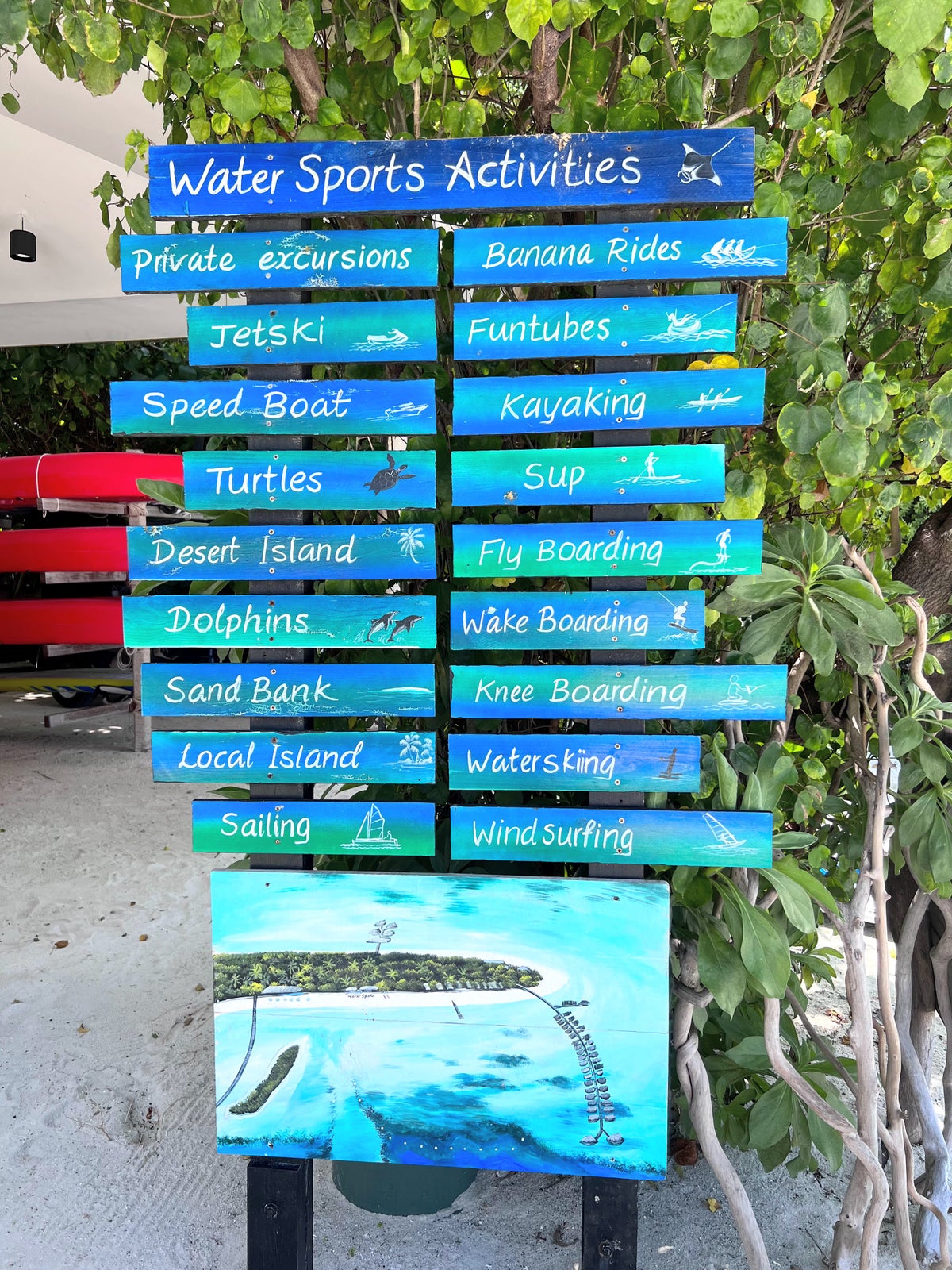 Water sports activities sign