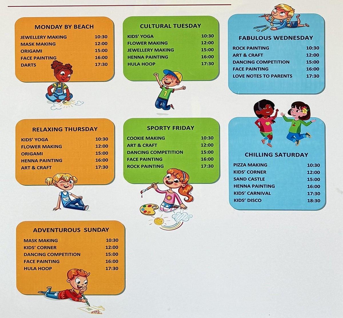Weligama Bay Marriott schedule kids club