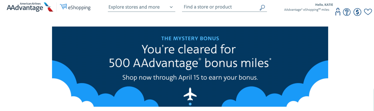 AAdvantage shopping portal bonus April 2024