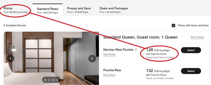 AC Hotels Compare Cash and Points