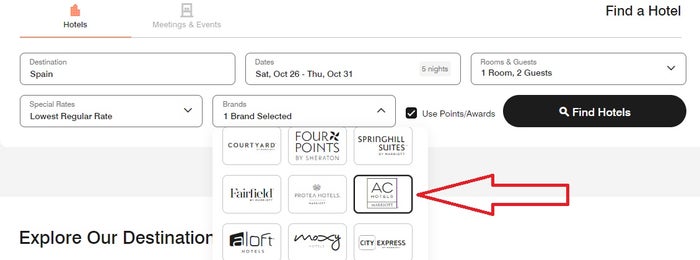 AC Hotels Search
