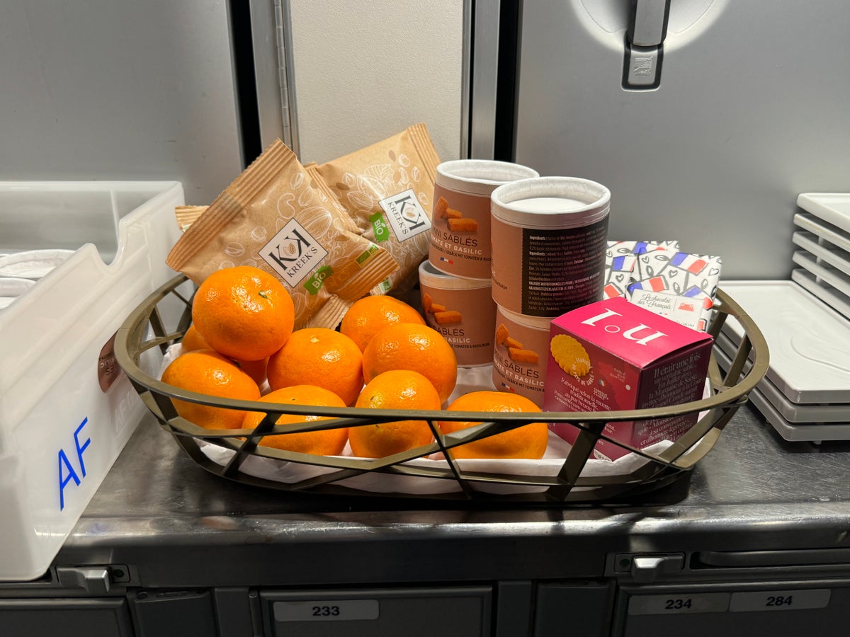 Air France Business Class Airbus A350 FnB galley snacks