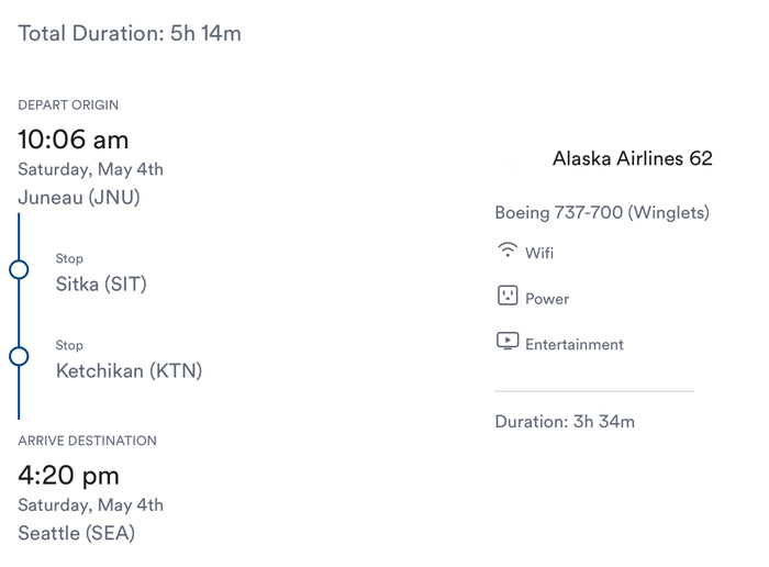 Alaska 62 Itinerary from JNU