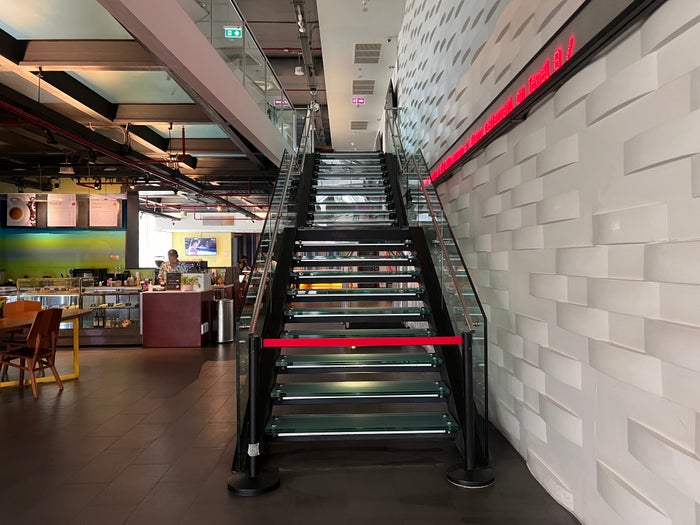 Aloft Bangkok Sukhumvit 11 lobby stairs to W XYZ bar Aloft Bangkok Sukhumvit 11 lobby stairs to W XYZ bar