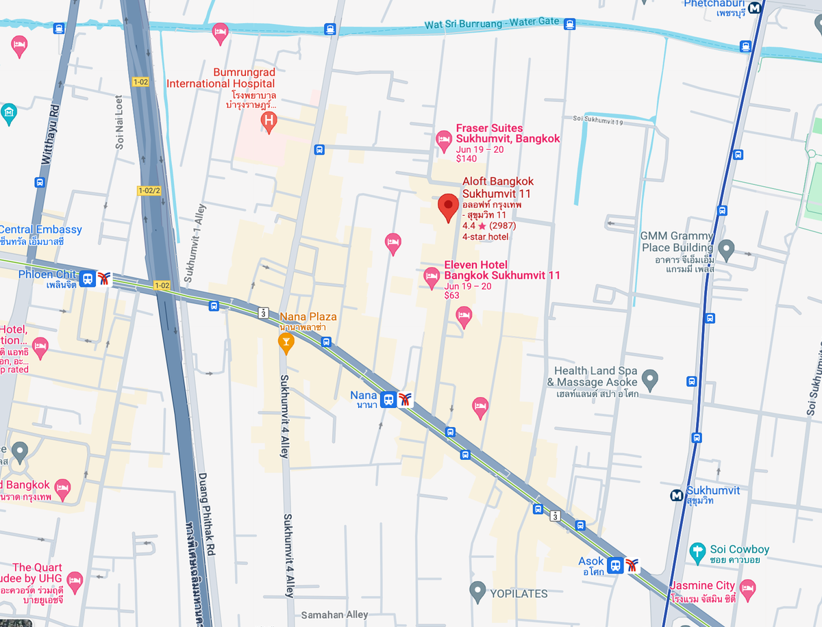 Aloft Bangkok Sukhumvit 11 location Google Maps