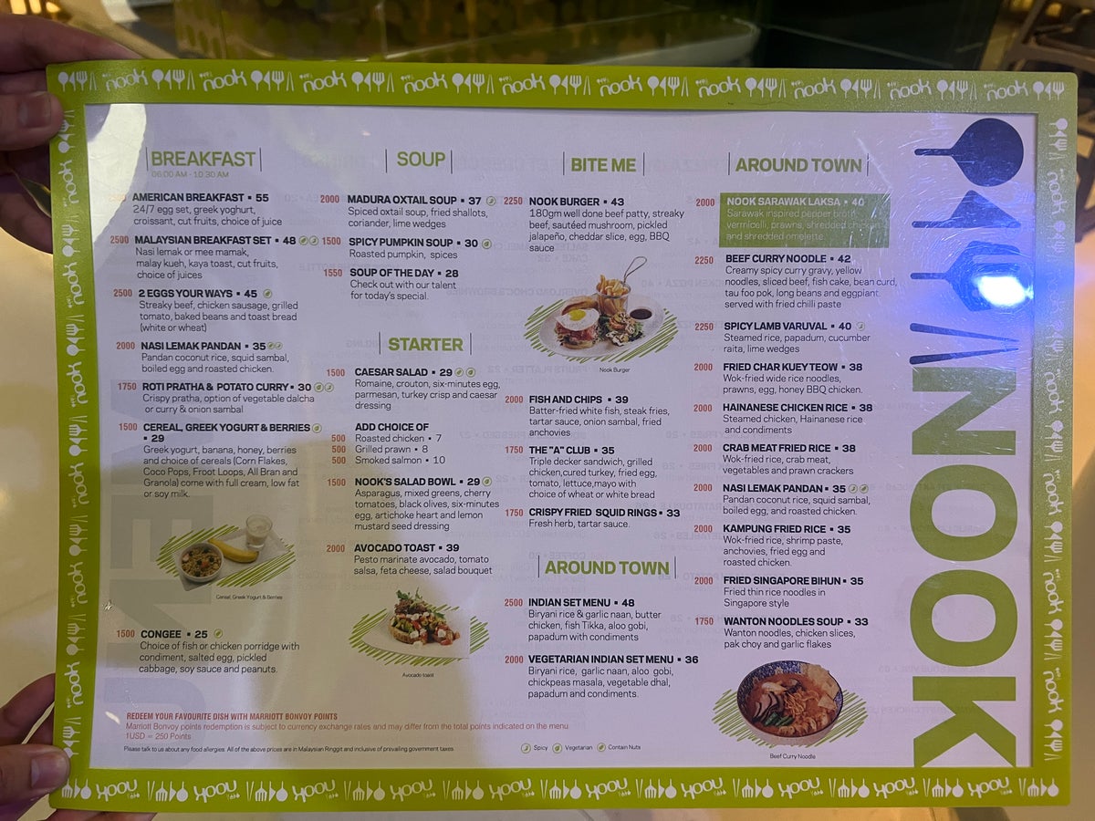 Aloft Kuala Lumpur Sentral Nook dinner menu