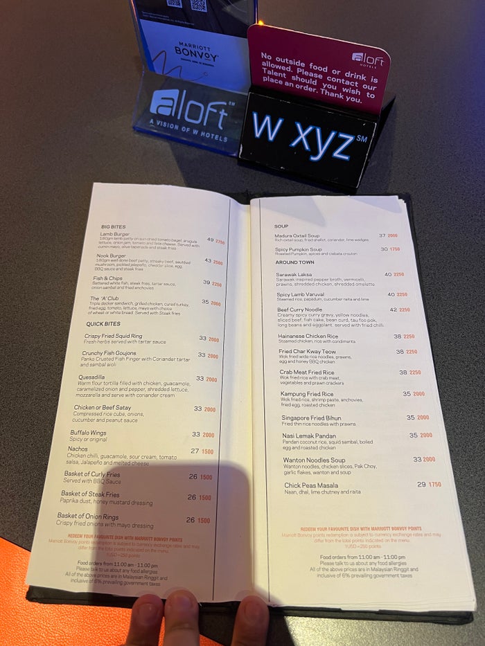 Aloft Kuala Lumpur Sentral WXYZ Bar menu Aloft Kuala Lumpur Sentral WXYZ Bar menu