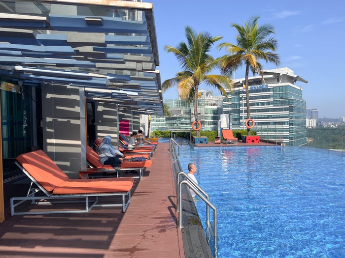 Aloft Kuala Lumpur Sentral pool seating area Aloft Kuala Lumpur Sentral pool seating area
