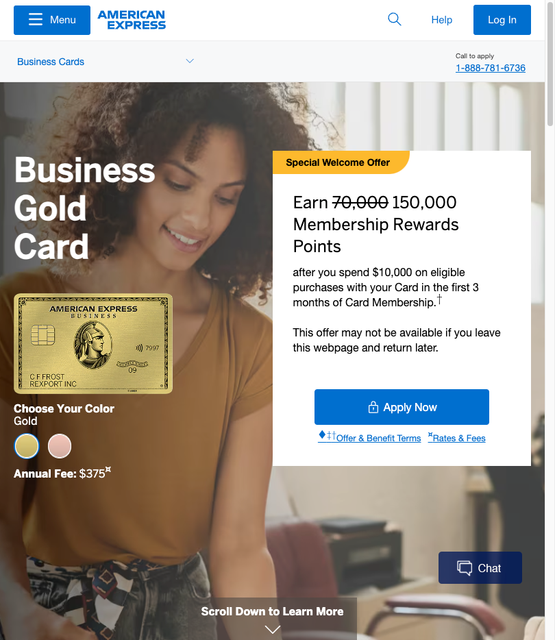 Amex Business Gold 150k 1