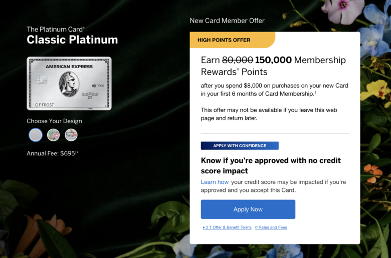 Amex Platinum Card 150k welcome offer 2024