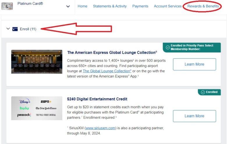 Amex Platinum Enroll