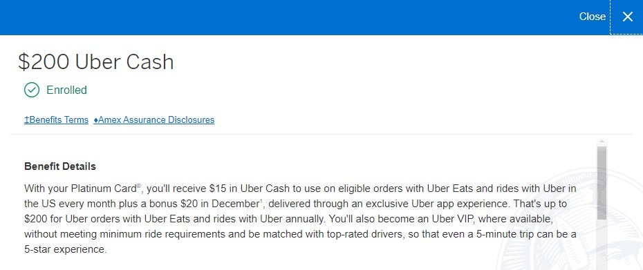 Amex Platinum Uber Cash