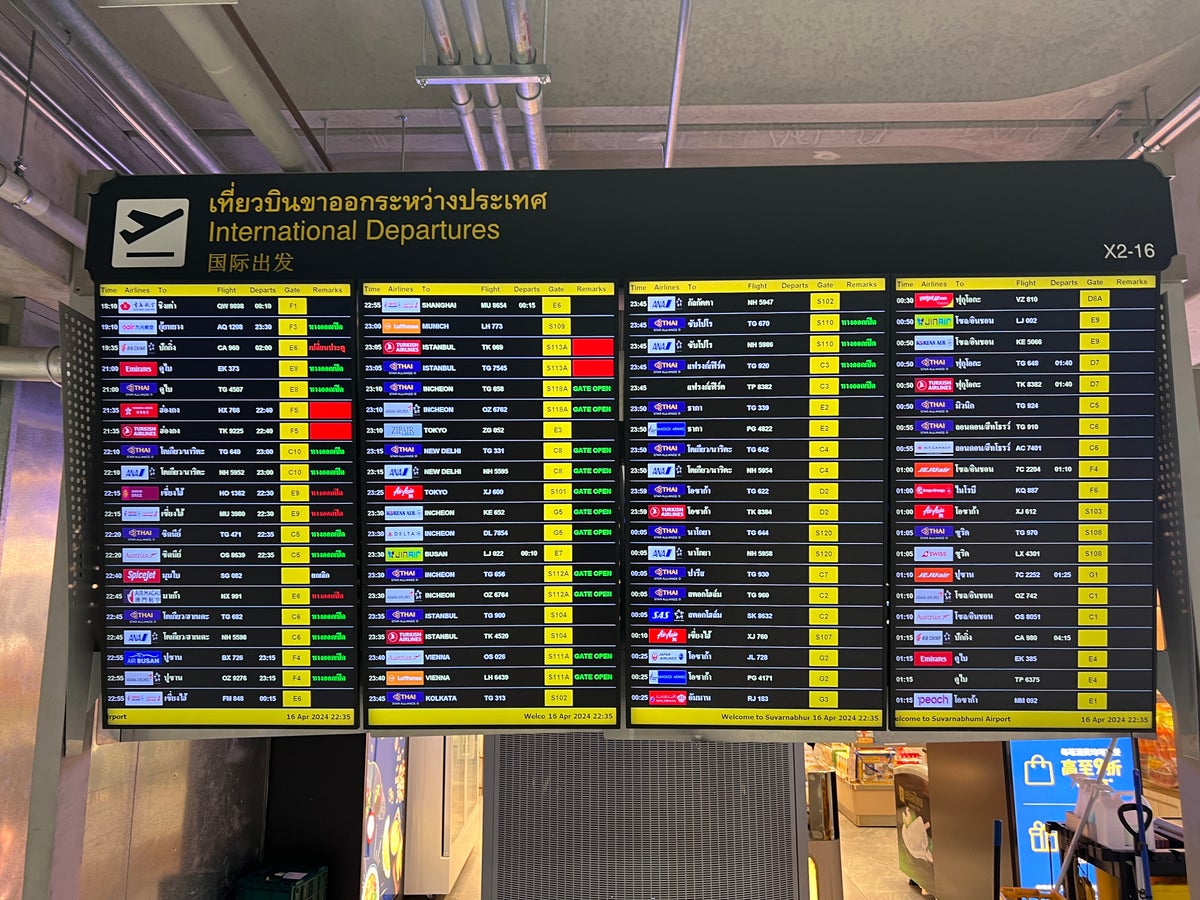 Bangkok Airport departures board