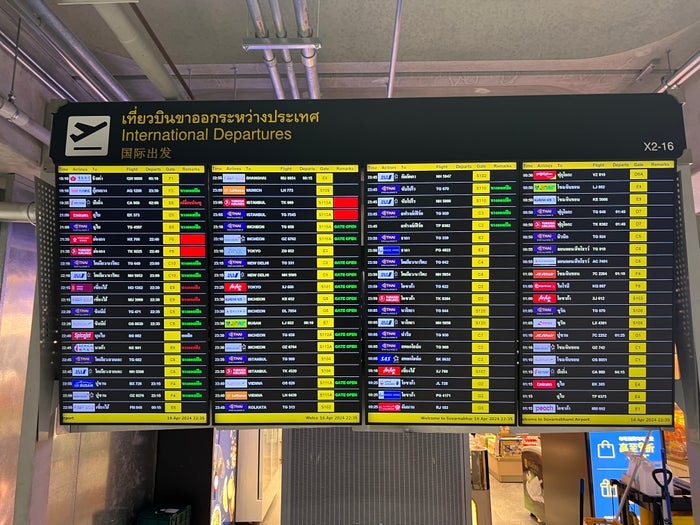 Bangkok Airport departures board Bangkok Airport departures board