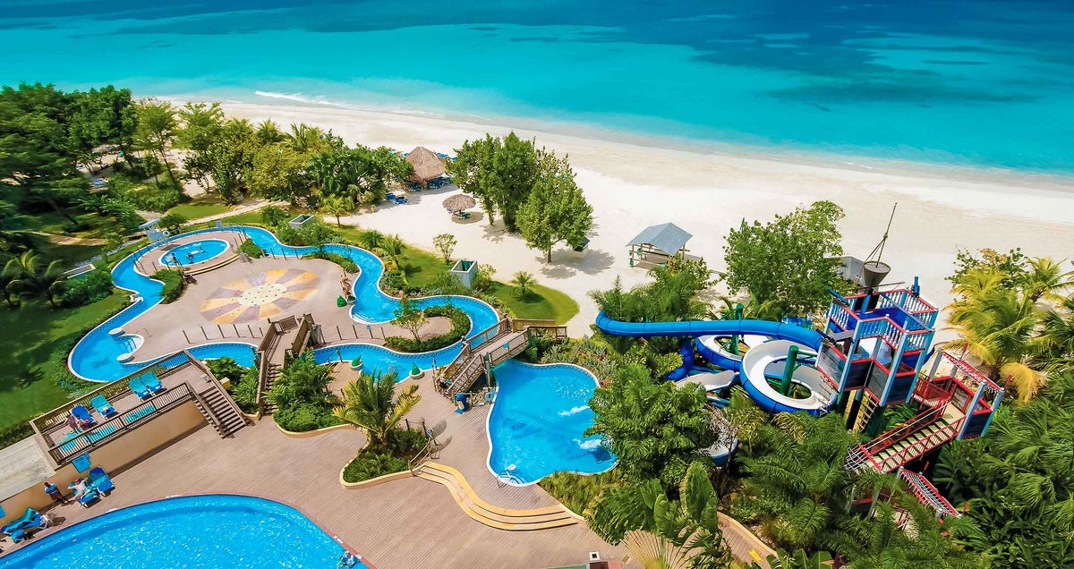 The water slides and pools at Beaches Negril.