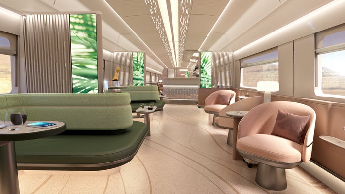 Brightline Party Car interior Brightline Party Car interior