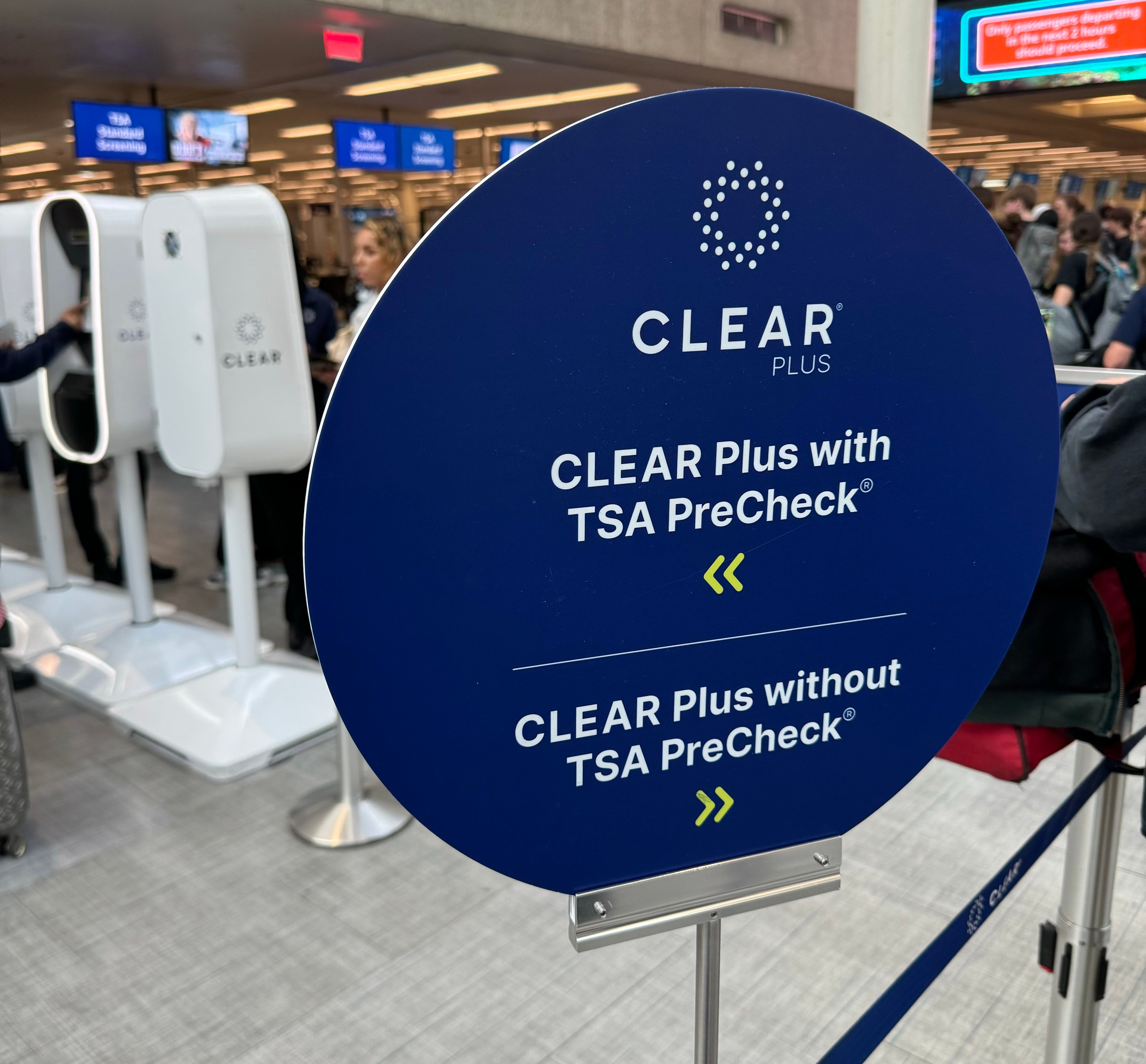 CLEAR Plus TSA PreCheck sign at MCO airport