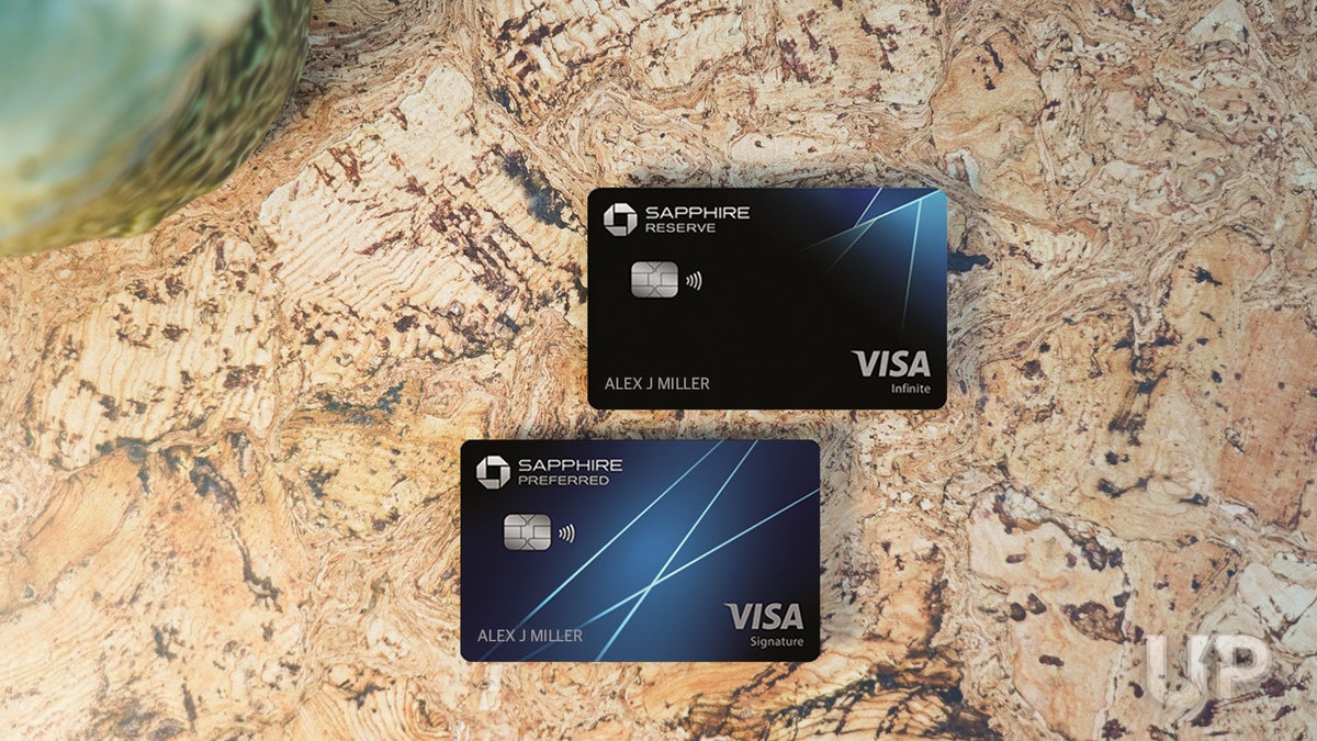 Chase Sapphire Preferred and Chase Sapphire Reserve on table Upgraded Points