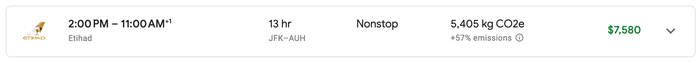 Etihad First Class Apartment cash price via Google Flights Etihad A380 first class google flights
