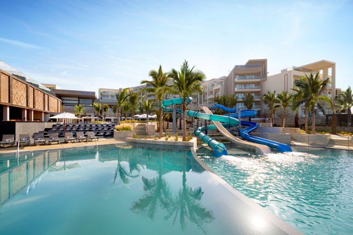 Hard Rock Los Cabos The pool and water slides at Hard Rock Los Cabos.