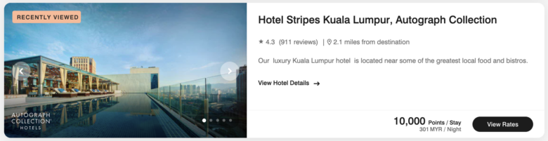 Hotel Stripes Kuala Lumpur Autograph Collection points cost