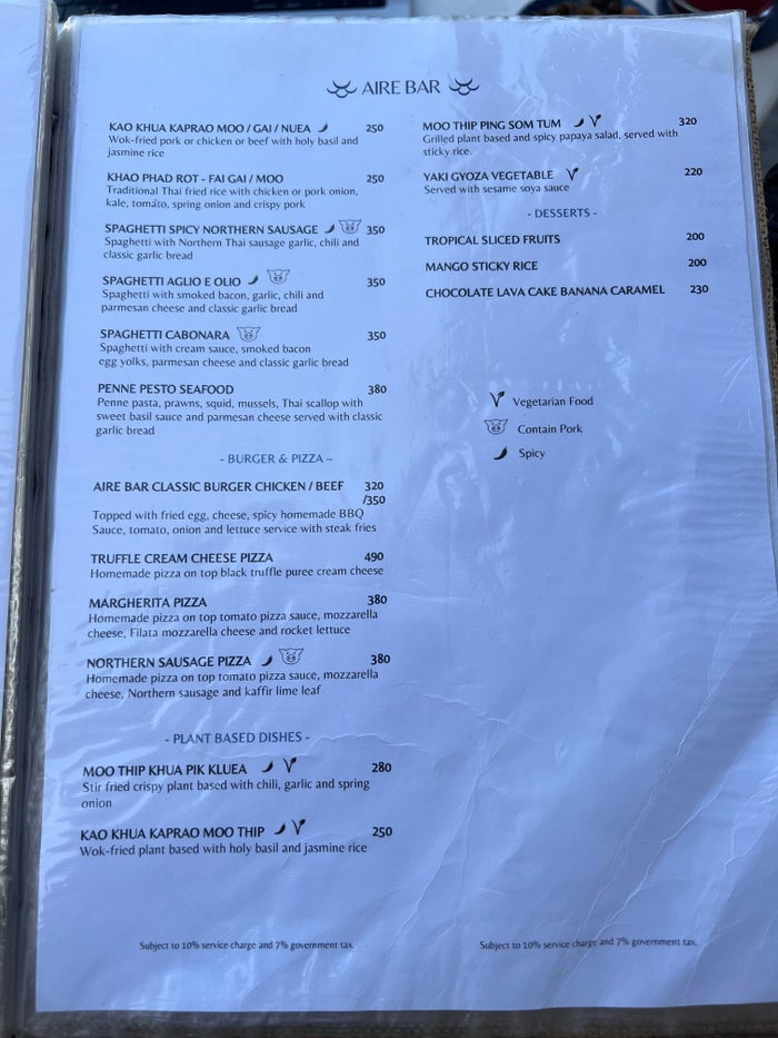 Hyatt Place Bangkok Sukhumvit AIRE Bar food menu Hyatt Place Bangkok Sukhumvit AIRE Bar food menu