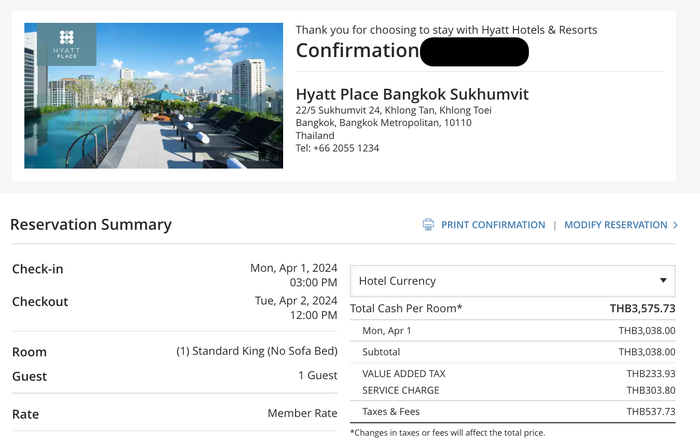 Hyatt Place Bangkok Sukhumvit confirmation Hyatt Place Bangkok Sukhumvit confirmation