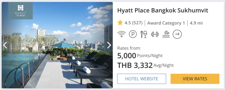 Hyatt Place Bangkok Sukhumvit points vs cash