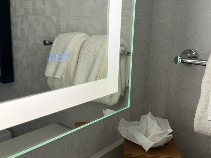 Hyatt Regency San Antonio Riverwalk bathroom digital clock on mirror Hyatt Regency San Antonio Riverwalk bathroom digital clock on mirror