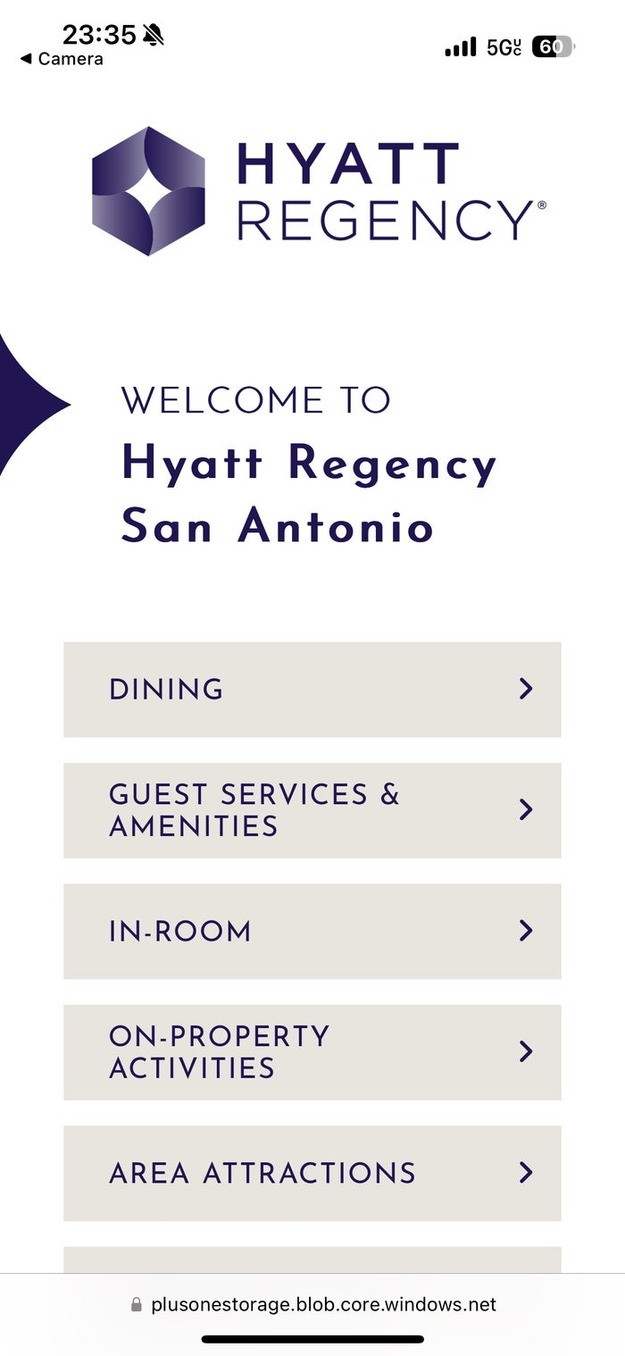 Hyatt Regency San Antonio Riverwalk digital services menu Hyatt Regency San Antonio Riverwalk digital services menu