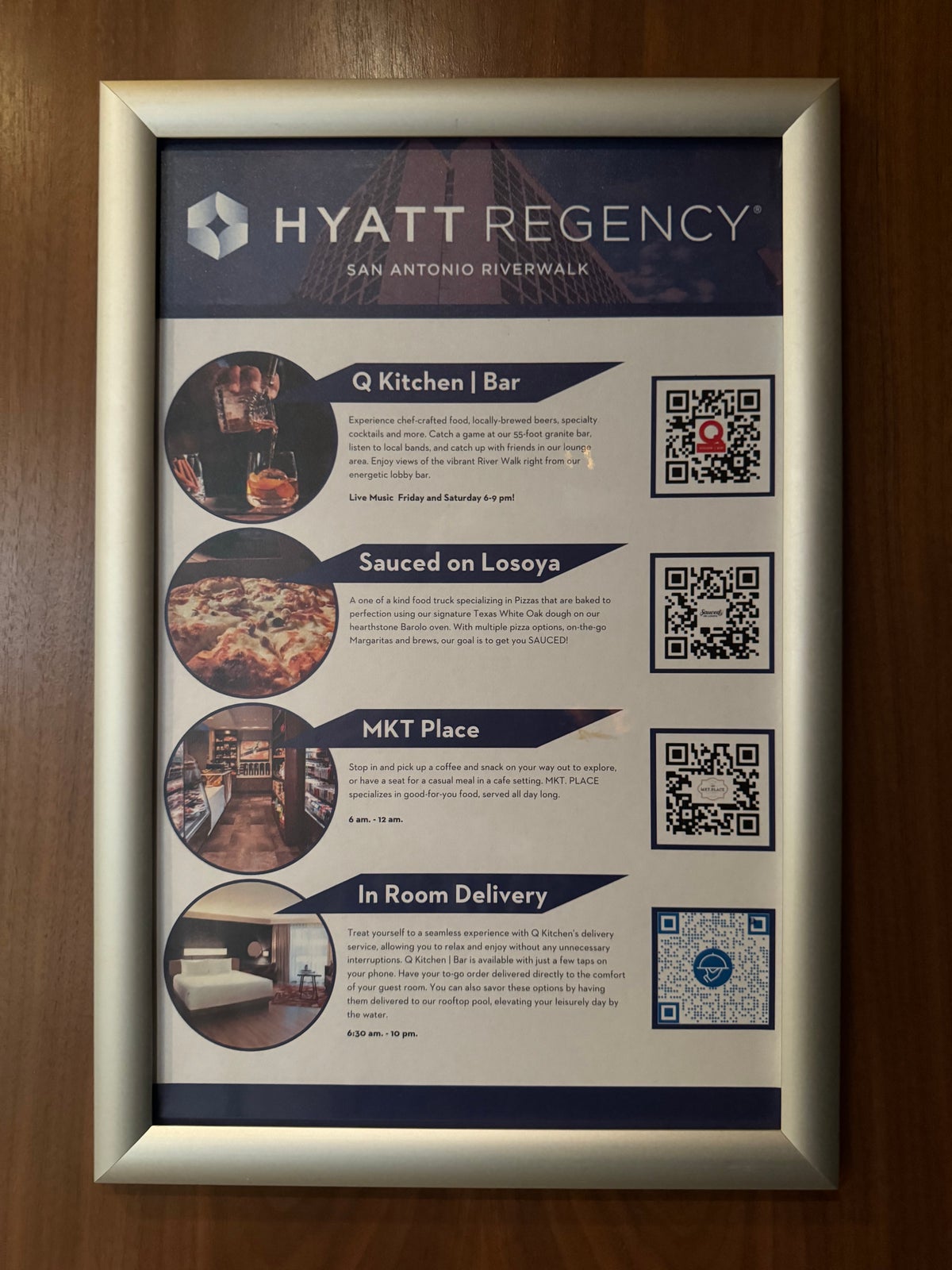 Hyatt Regency San Antonio Riverwalk elevator information about restaurants