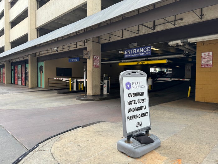 Hyatt Regency San Antonio Riverwalk parking garage sign Hyatt Regency San Antonio Riverwalk parking garage sign