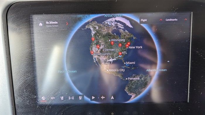 IAH to ATL Delta economy flight review IAH inflight entertainment map IAH to ATL Delta economy flight review IAH inflight entertainment map