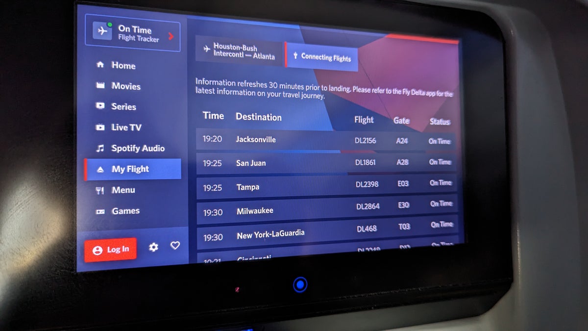 IAH to ATL Delta flight review IFE connecting flights